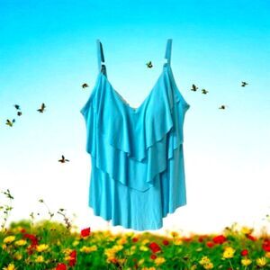 AQUA GREEN Women's Teal Tankini Swim Top.